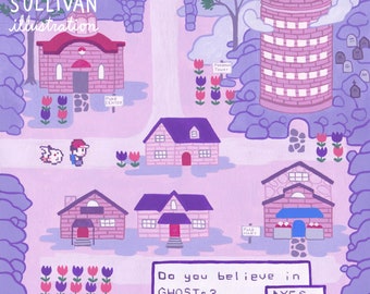 Lavender Town Gouache Fine Art Print