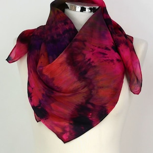 Pink silk scarf square Orchid Garden Magenta silk square scarf Pink green scarf Hand dyed silk scarf uk Silk gifts her Birthday gift friend