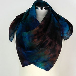 Multicolour silk square scarf uk Crazy Rainbow Handmade silk scarf Blue green burgundy scarf 50th birthday gift mothersday Girlfriend gift