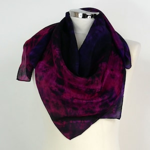 Pink blue black silk scarf square Pink Agate Blue black magenta silk scarf women Birthday gift July Anniversary wife Unique silk gifts uk