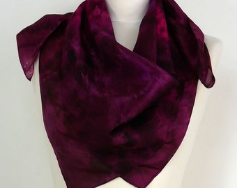 Burgundy silk scarf square Burgundy Wine Hand dyed silk square scarf uk Birthday gift sister Purple burgundy scarf women Silk gifts her