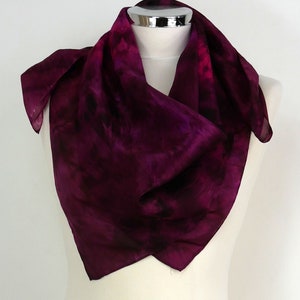 Burgundy silk scarf square Burgundy Wine Hand dyed silk square scarf uk Birthday gift sister Purple burgundy scarf women Silk gifts her