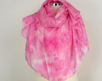 Silk scarf pink large Rose silk shawl oversized Silk scarf women Gift for girlfriend Hand dyed silk scarf Wedding pink shawl Gift her friend