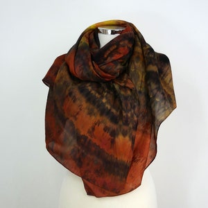Brown black silk scarf uk Walnut Oversized silk scarf brown black yellow Silk scarf women Evening silk shawl Autumn silk wrap Birthday gift