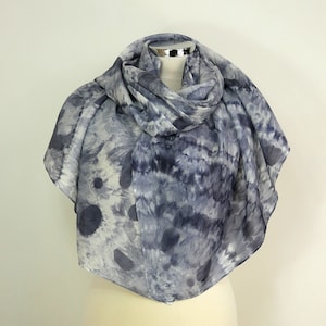 Grey silk scarf Silver Fox Oversized silk scarf women Handmade silk shawl Grey shibori silk scarf Gift for sister Gift for wife Summer scarf