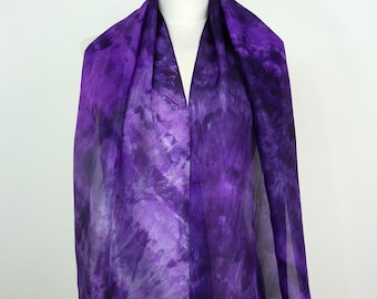 Purple silk scarf women Purple Sky Hand dyed silk scarf oblong Black purple silk scarf autumn Silk gift her Christmas Silk anniversary gift