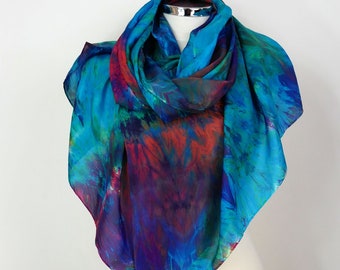 Colourful silk scarf Colour Magic Handmade multicolour silk scarf oversized Colourful silk shawl Luxury birthday gift for wife Unique gifts