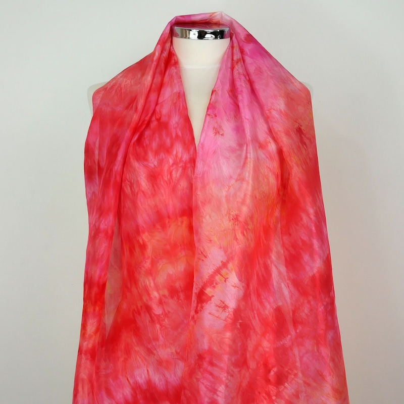 Orange Baby Mouth Botanical Pattern Silk Scarf