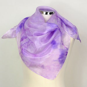 Purple silk scarf square Amethyst Handmade silk scarf Lilac purple silk square scarf women  30th birthday gift her Purple gifts Anniversary