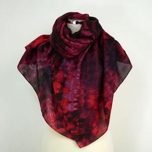 Red black silk scarf Black Rose Hand dyed red silk shawl Oversized silk scarf woman 30th Birthday gift sister Silk gift her Silk anniversary