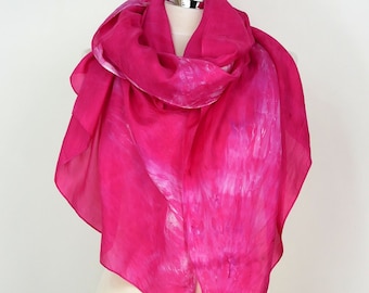 Pink magenta silk scarf large Magnolia Hand dyed silk scarf pink purple Wedding silk shawl 30th birthday gift her Anniversary gifts wife uk