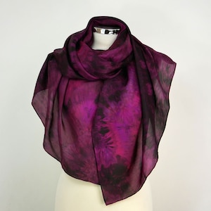 Burgundy purple silk scarf women Burgundy Wine Maroon silk shawl Oversized silk scarf uk Handmade scarf Birthday gift wife Silk gifts her