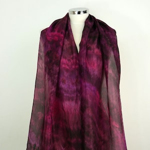 Burgundy silk scarf women Burgundy Wine Hand dyed silk scarf Gift for sister Purple magenta burgundy scarf Gift for mum Handmade scarf