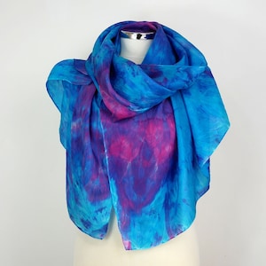 Blue pink silk shawl Pink Atoll Blue purple silk scarf women Blue pink silk wrap 40th birthday gift for her Summer beach scarf Unique gifts