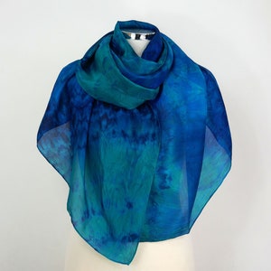 Blue green silk scarf Peacock Large silk scarf Blue green shawl silk uk Peacock blue green 30th Birthday gift sister Summer silk wrap women