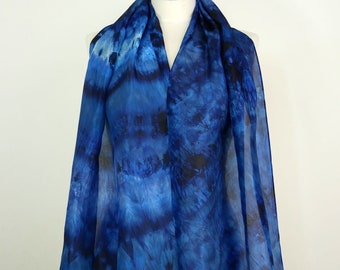 Blue silk scarf women Indigo Dream Silk scarf hand dyed Navy blue silk scarf Leightweight silk scarf blue Gift for her Unique gift for mum