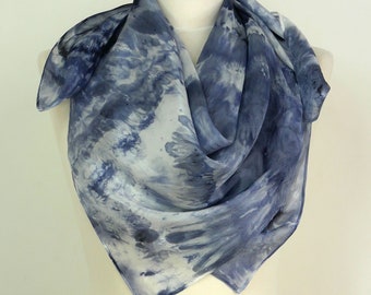 Grey silk scarf square Silver Fox Hand dyed silk scarf Grey white square scarf Silk scarf women uk Birthday Gift her Unique silk gifts mum