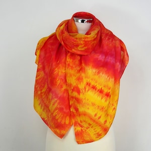 Orange yellow silk scarf uk Sun Storm Oversized silk scarf orange yellow magenta Summer silk shawl orange Birthday gift wife Silk gifts mum