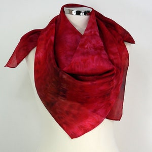 Red silk scarf square Lipstick Square silk scarf red Hand dyed silk scarf uk red brown purple Birthday Gift girlfriend Silk scarf gift wife