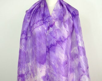 Purple silk scarf women Amethyst Hand dyed silk scarf oblong Violet purple silk scarf Silk gifts uk Birthday gift grandma Summer silk scarf