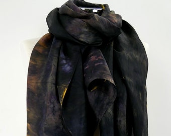 Enchanted Forest large hand-dyed shibori tiedye silk scarf | Etsy