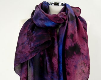 Vintage Black Large hand-dyed shibori silk scarf in black | Etsy