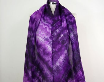 Purple silk scarf women Purple Sky Hand dyed silk scarf oblong Black purple pink silk scarf uk Silk gift her Birthday purple gift girlfriend