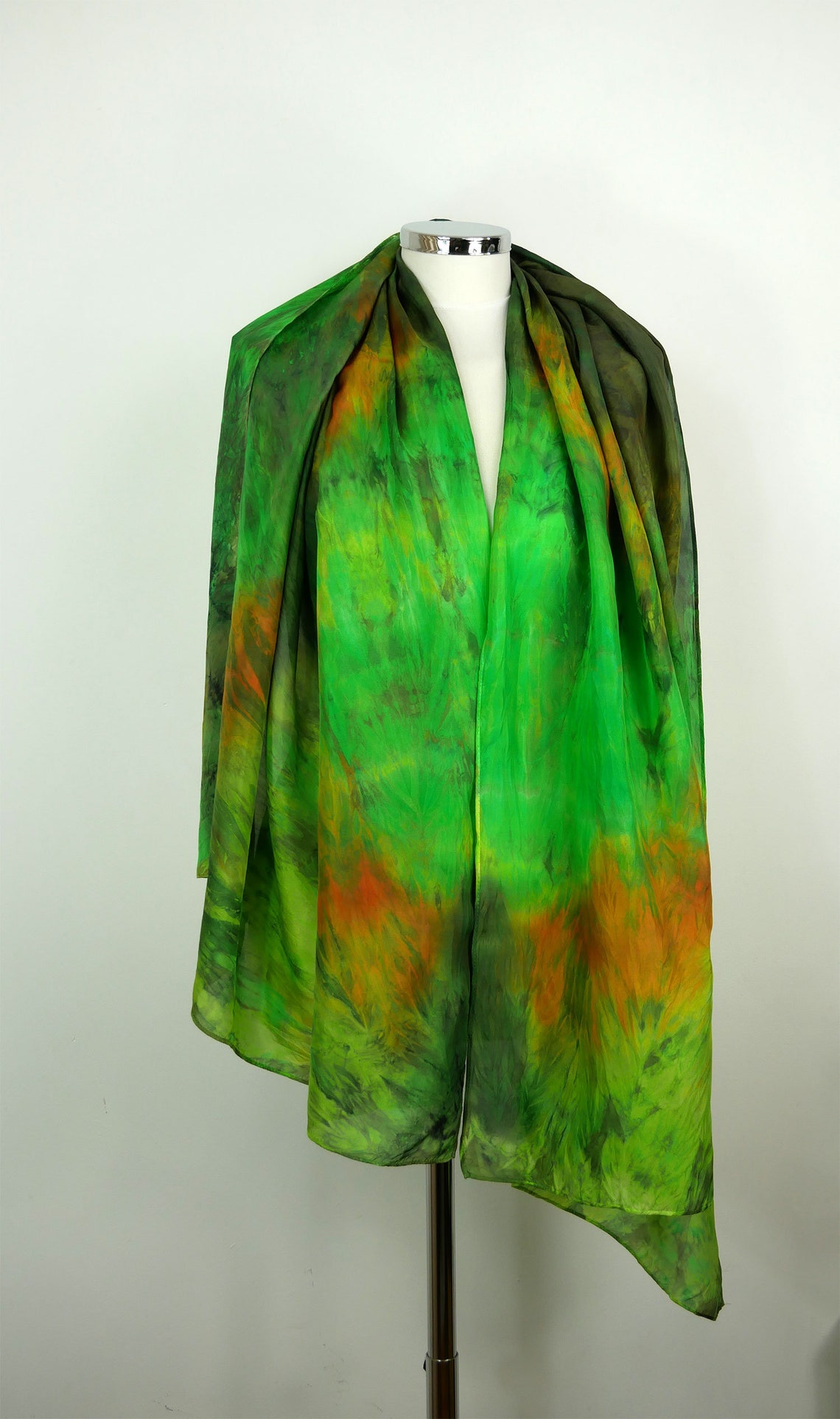 Enchanted Forest green silk scarf uk Oversized silk scarf Etsy