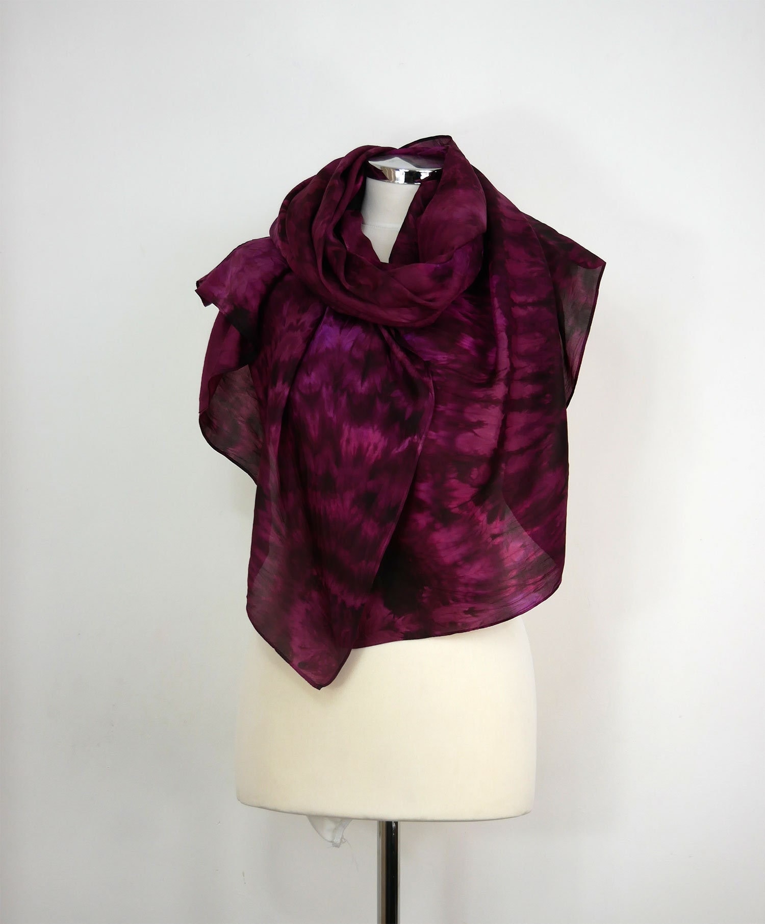 Burgundy Silk Scarf Women Burgundy Wine Oversized Silk Scarf