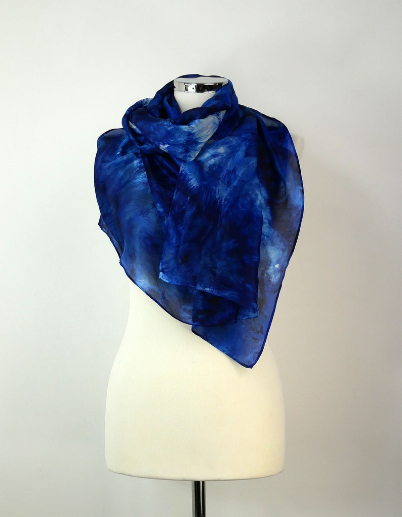 Blue silk scarf women Indigo Dream Silk scarf hand dyed Navy | Etsy