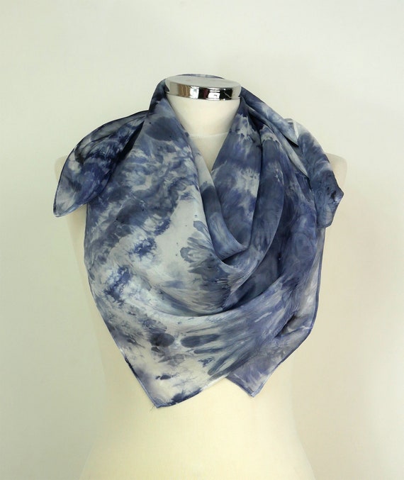 Grey silk scarf square Silver Fox Hand dyed silk scarf Grey white square scarf Silk scarf women uk Birthday Gift her Unique silk gifts mum