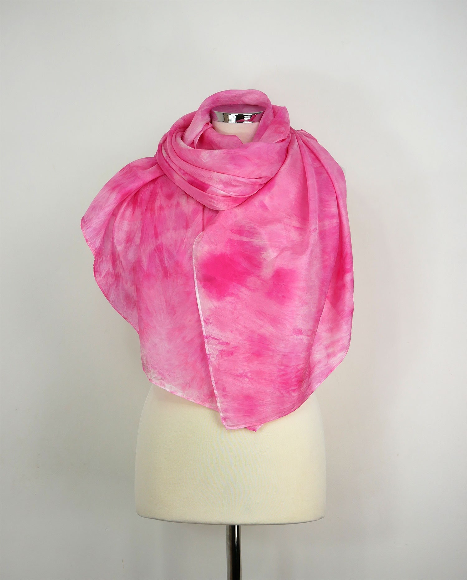 Women's Super soft Lightweight Abstract Sheer Silk Scarf - Hot Pink Floral  - CM11LHF08W9 - Scarves & Wraps, Fashion Scarve…