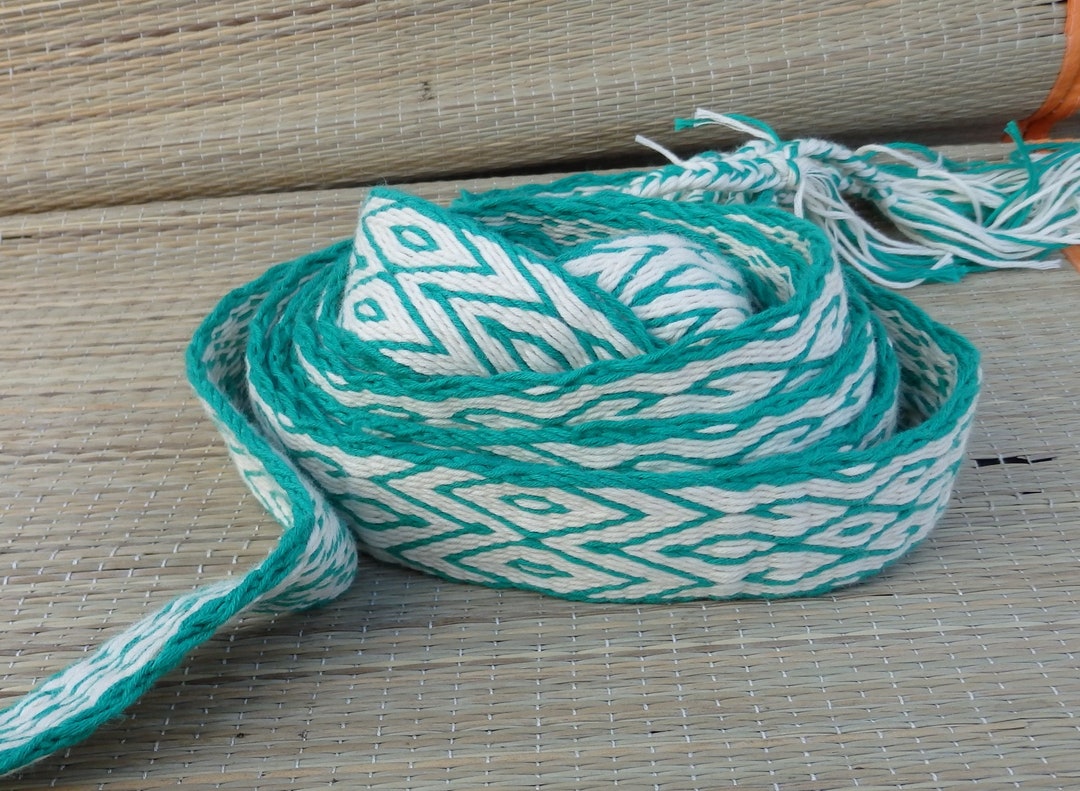 Weaving Green White Cotton Medivial Belt Etsy