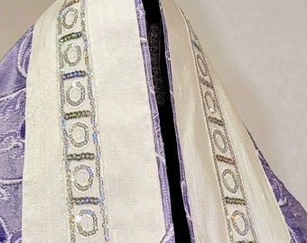 Lavender Silk Embroidered Tallit