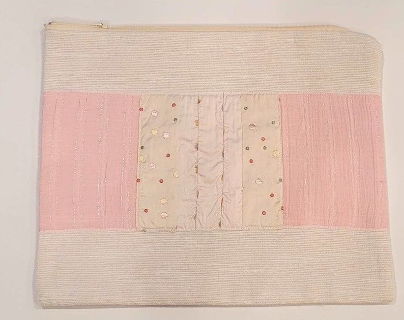 Pink Spun Cotton Talit with Silk Details image 3