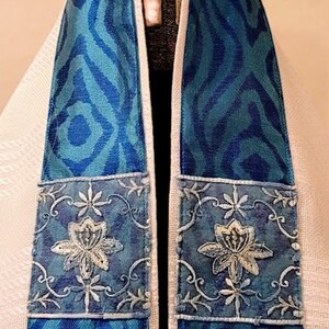 Contemporary White and Aqua Attarah Talit