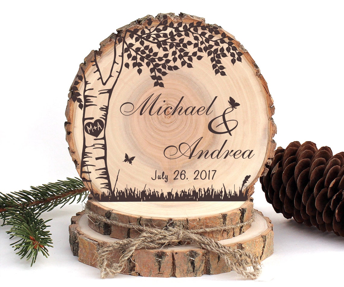 Rustic Wedding Cake Topper. Birch Tree with Butterflies Cake Etsy