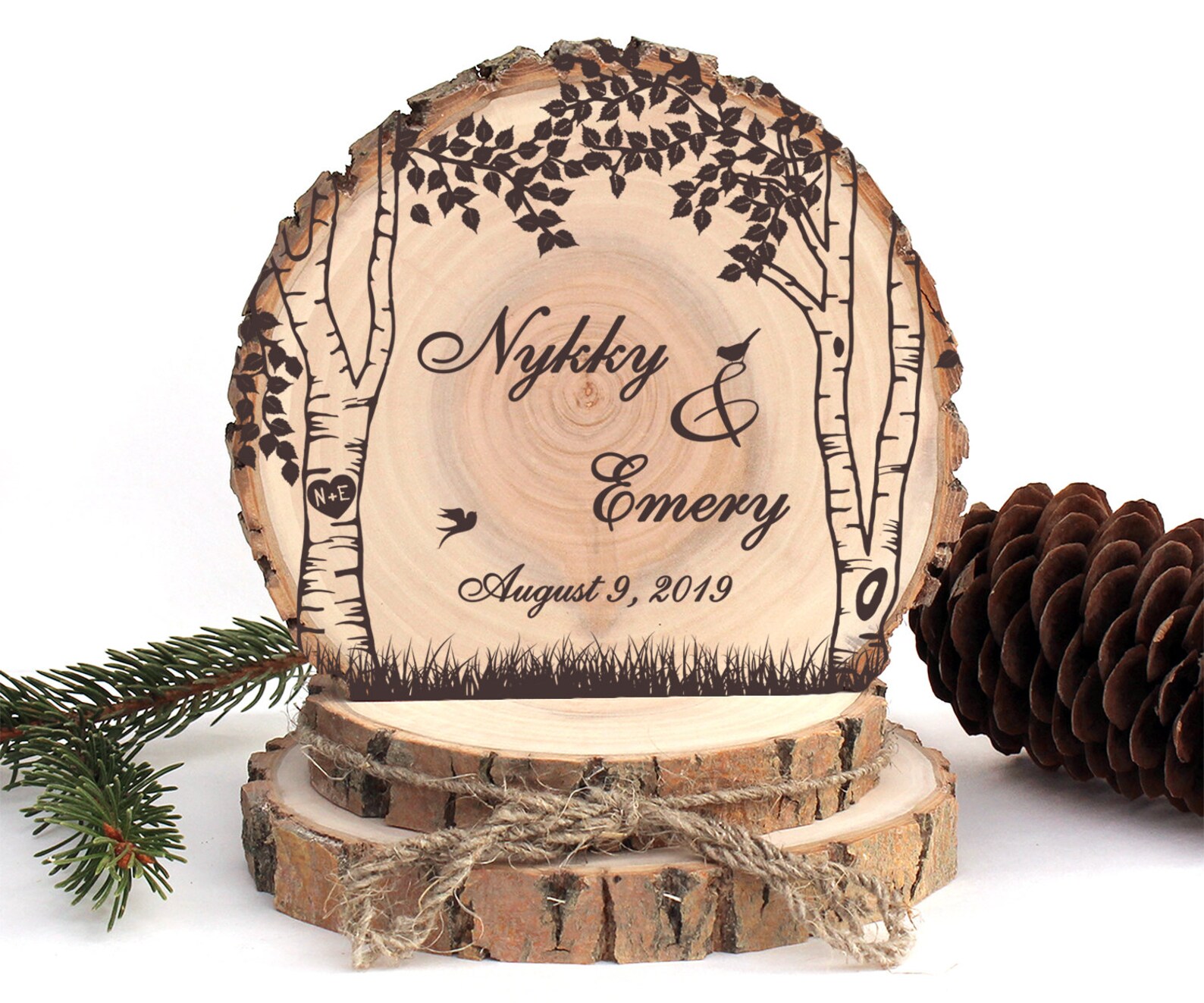 Rustic Wedding Cake Topper. Birch Trees with Swallows Cake Etsy