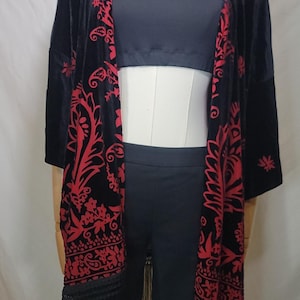 NWT Urban Outfitters Fringe Burnout Velvet Kimono Cardigan, One Size