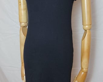 Zara Dress Black Ruffled Stretch Knit Cap Sleeve Mini, Size Small