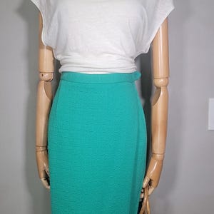 Vintage 60&#39;s Jade Green 100% Wool Pencil Skirt, size 14