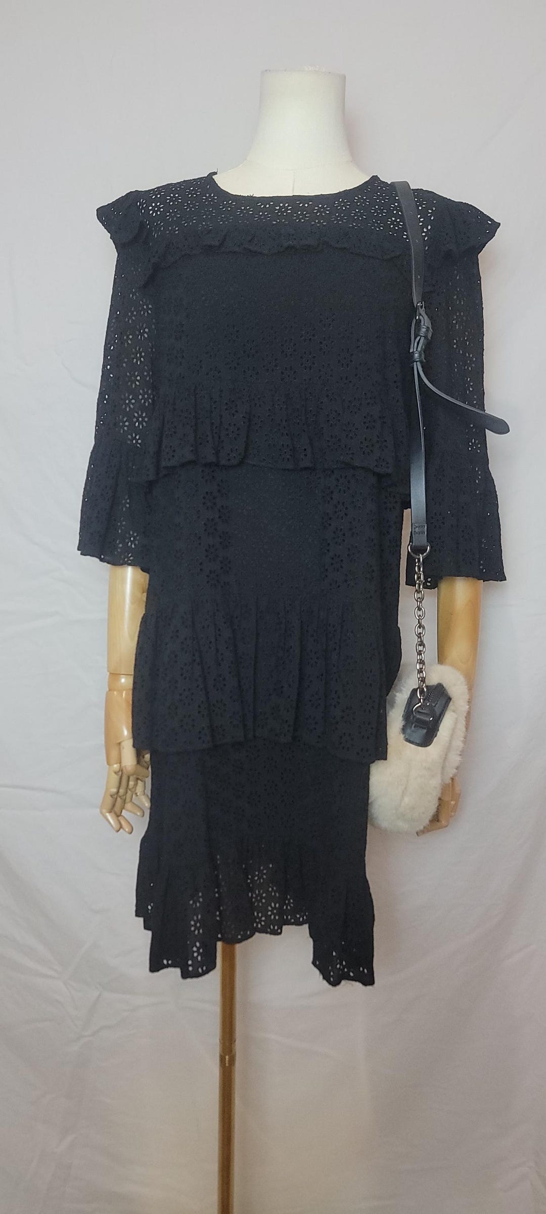 madewell black lace dress Madewell Black Lace Lined Short Sleeve Sheath Dress 6