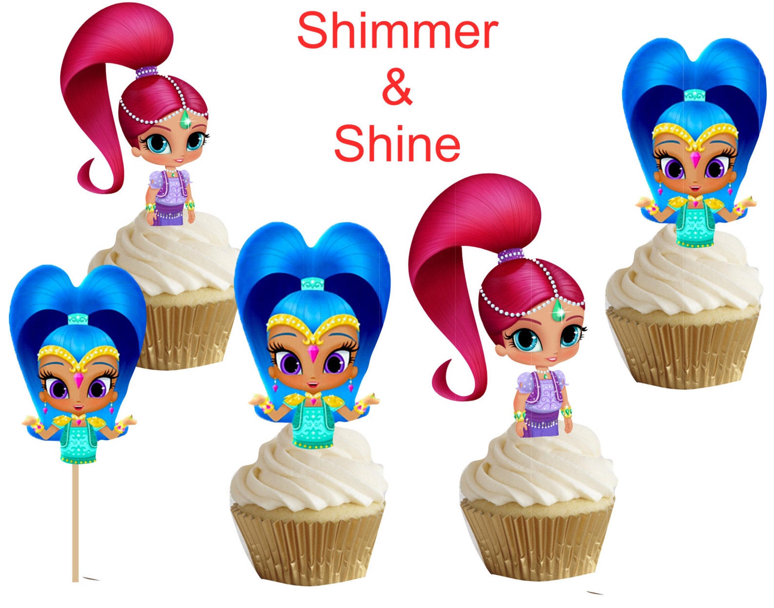 Shimmer and Shine Cupcake/cakepop Toppers 24 Pcs - Etsy