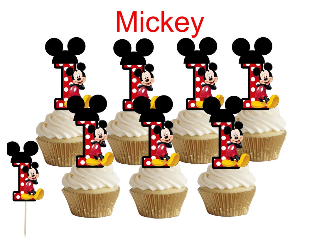 1st Birthday Mickey Mouse Cupcake Toppers,cupcake Decors,cupcake Picks ...