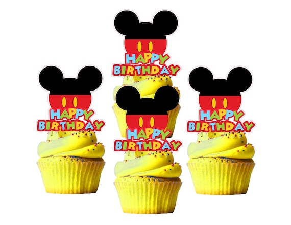 Happy Birthday Mickey Mouse Theme Cupcake Toppers Cakepop - Etsy
