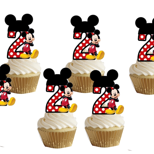 Décoration pour cupcakes/cakepops Mickey Mouse pour le 2e anniversaire