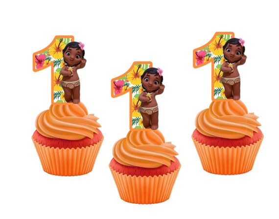 First Birthday Baby Moana Cakepop Cupcake Toppers Digital Etsy