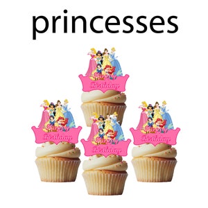 DIGITAL/PRINTABLE Birthday princesses cupcake toppers, cakepop toppers, cupcake decors