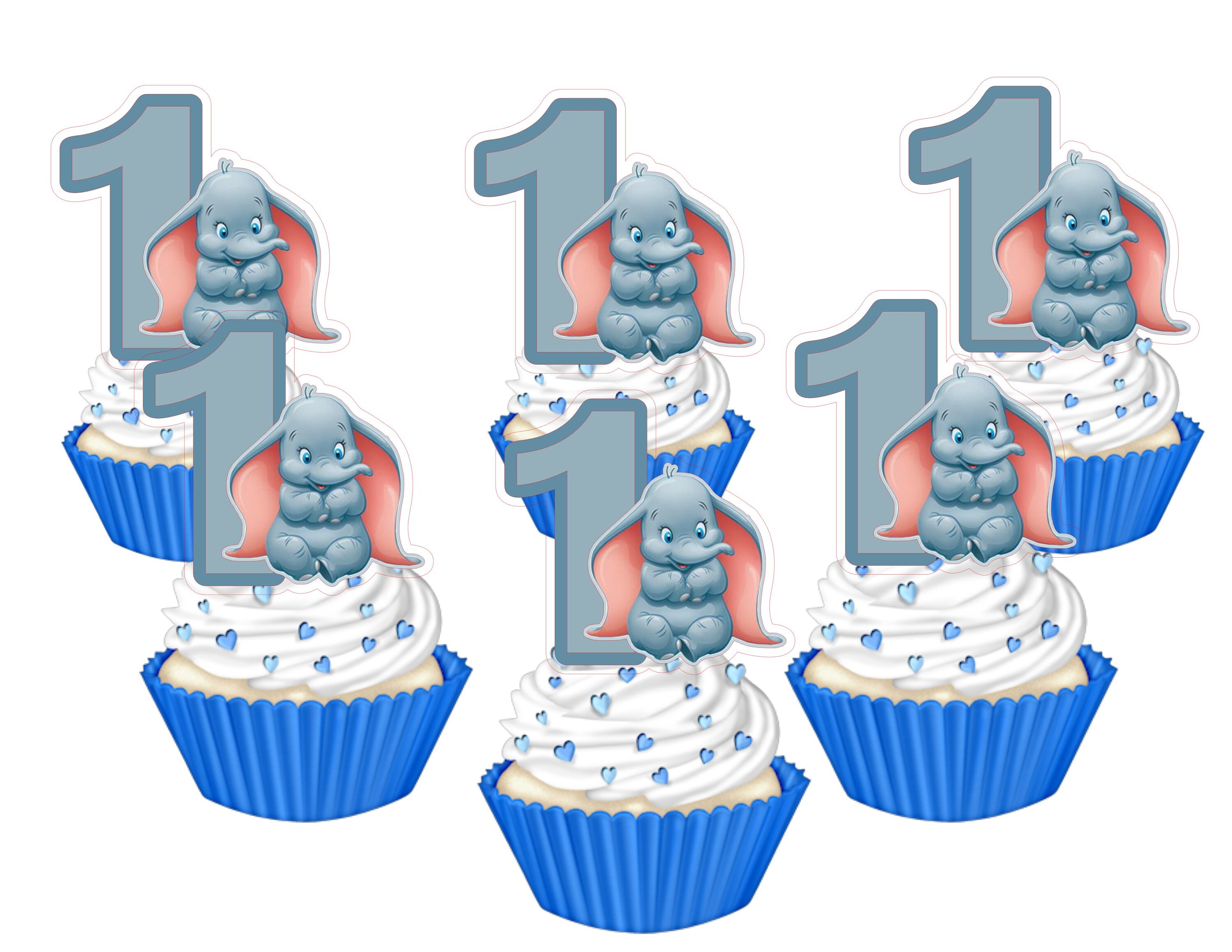 1st Dumbo Birthday Cupcake Toppers Etsy New Zealand