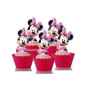 DIGITAL FILE/PRINTABLE Pink Minnie Mouse cupcake toppers